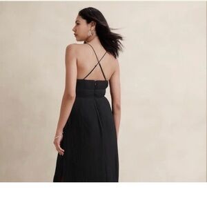 Banana Republic Black Pleated Midi Dress